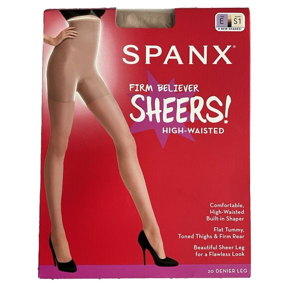 SPANX Firm Believer High Waisted Sheers Shade S1 Size E 20 Denier Leg 195-265lbs - Picture 1 of 9